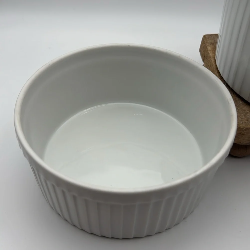 Pillivuyt Pleated White Ribbed Porcelain Souffles‎ Lot of 2